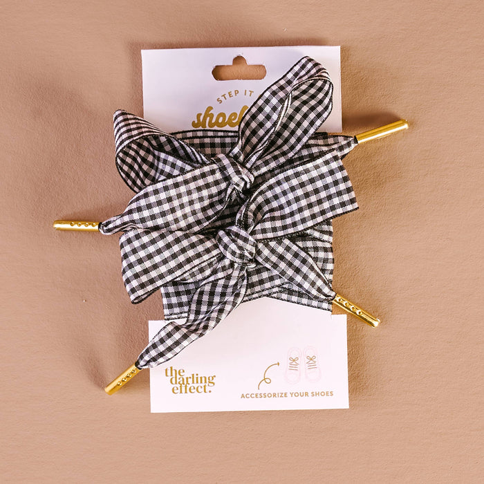 Step It Up Shoelaces-Gingham Black