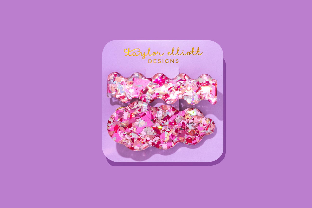 Pink Confetti Hair Clip Set