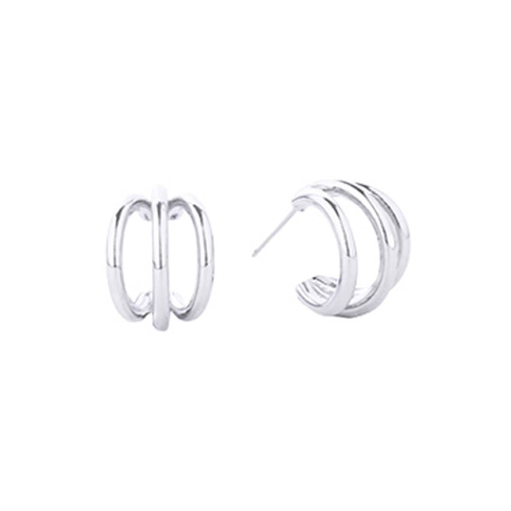 14K Gold-Dipped Double Ring Post Earring