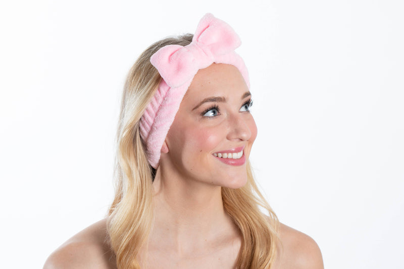 Pink Plush Bow Spa Headband