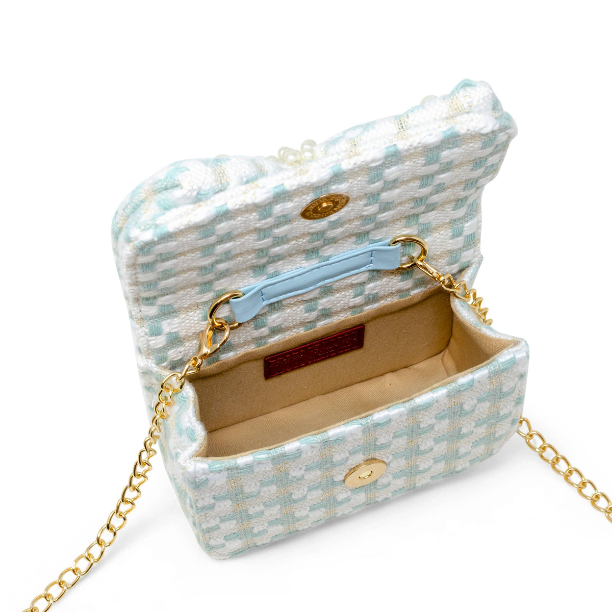 Teal Mini Tweed Handbag