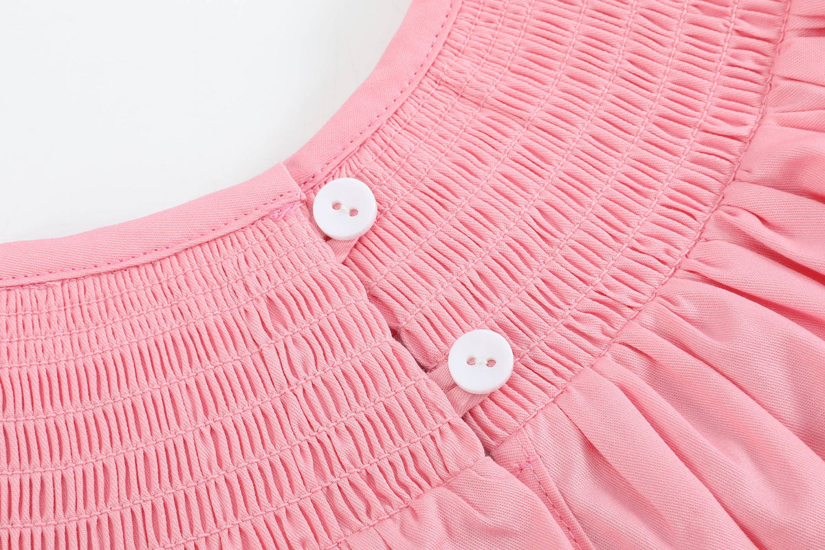 Pink Hearts Valentine Smocked Romper