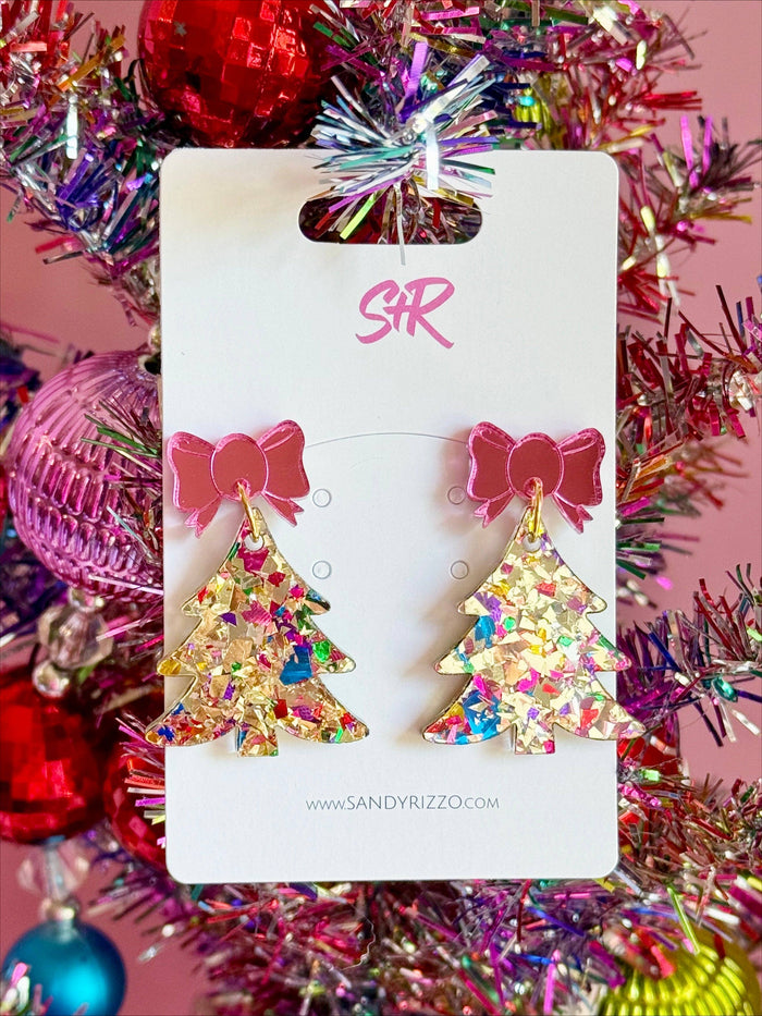 Gold Confetti Acrylic Christmas Tree Dangles