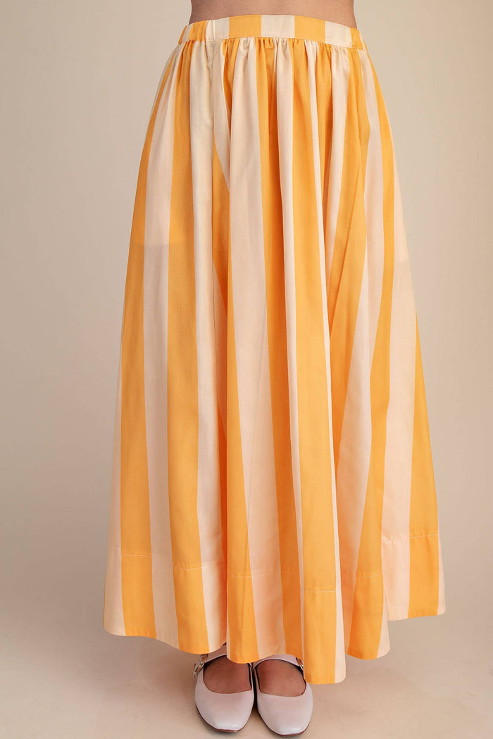 Yellow Striped Maxi Skirt