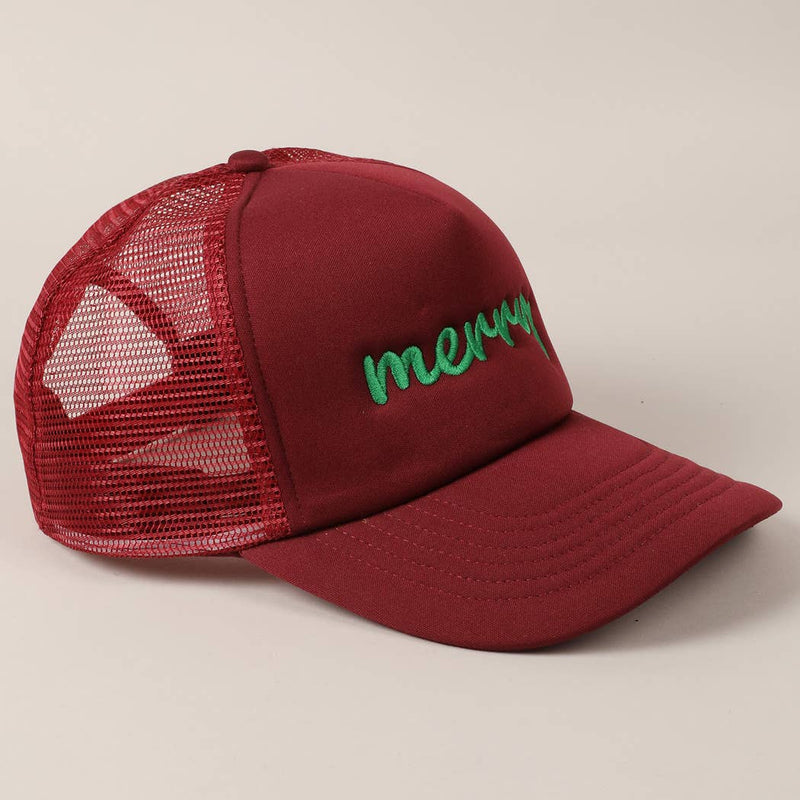 Merry  Embroidery Mesh Back Trucker Hat