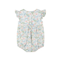 Pink Floral Print Smocked Futter Romper
