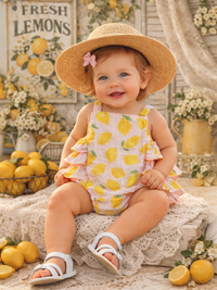 Lemon Muslin Ruffle Sunsuit
