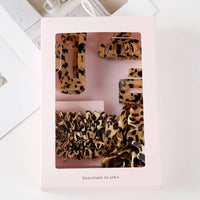 Leopard Assorted Hair Claw Clip Scrunchies Set