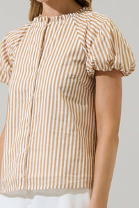 Tan Stripe Button Down Top