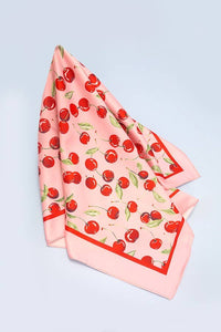 CHERRY PRINT SILKY FEEL BANDANA SCARF
