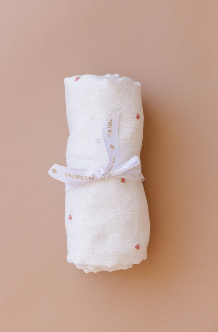 Strawberry Muslin Swaddle Blanket