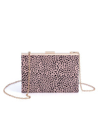 HARDING GOLD FRAME LEOPARD CLUTCH, PINK