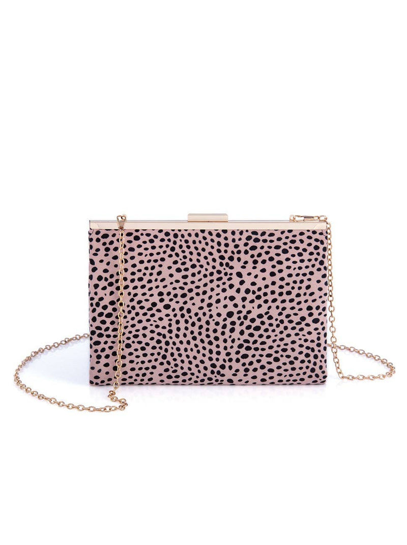 HARDING GOLD FRAME LEOPARD CLUTCH, PINK