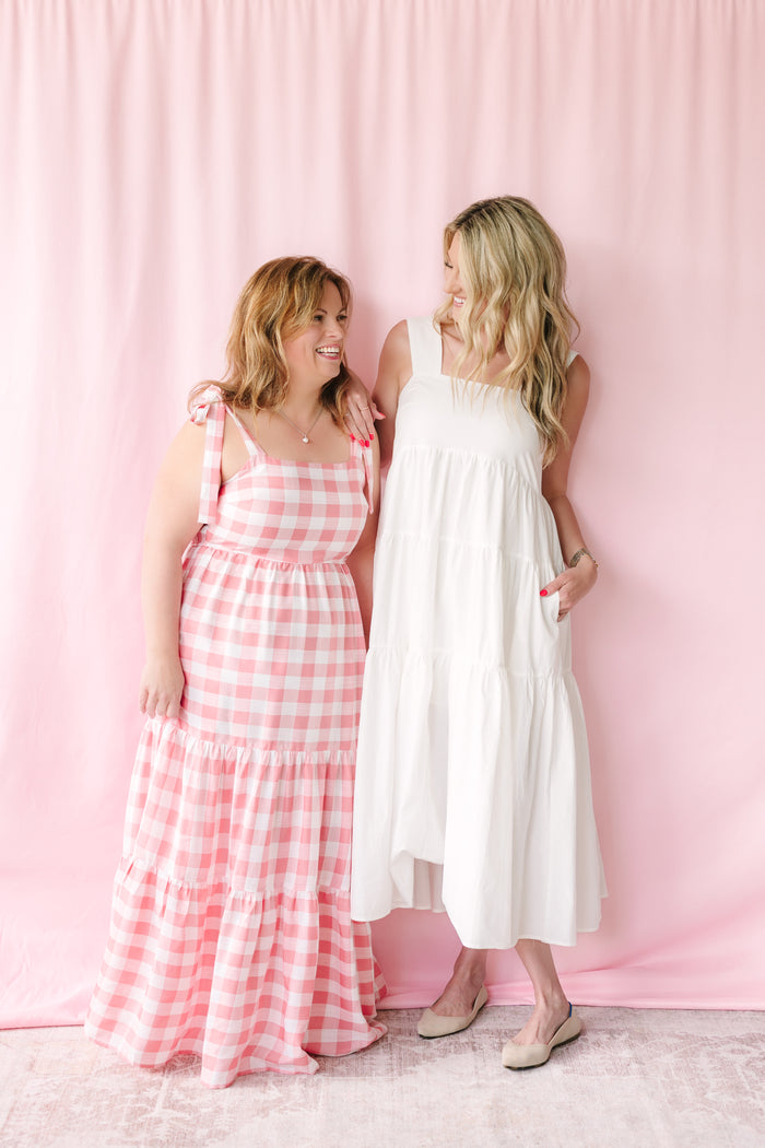 Pink Gingham Maxi Dress