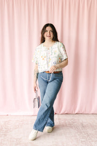 Flower Print Short Tie Top