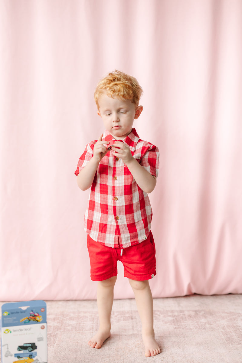 Red Hugo Twill Shorts
