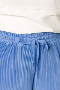 Blue Pleated Activewear Shorts