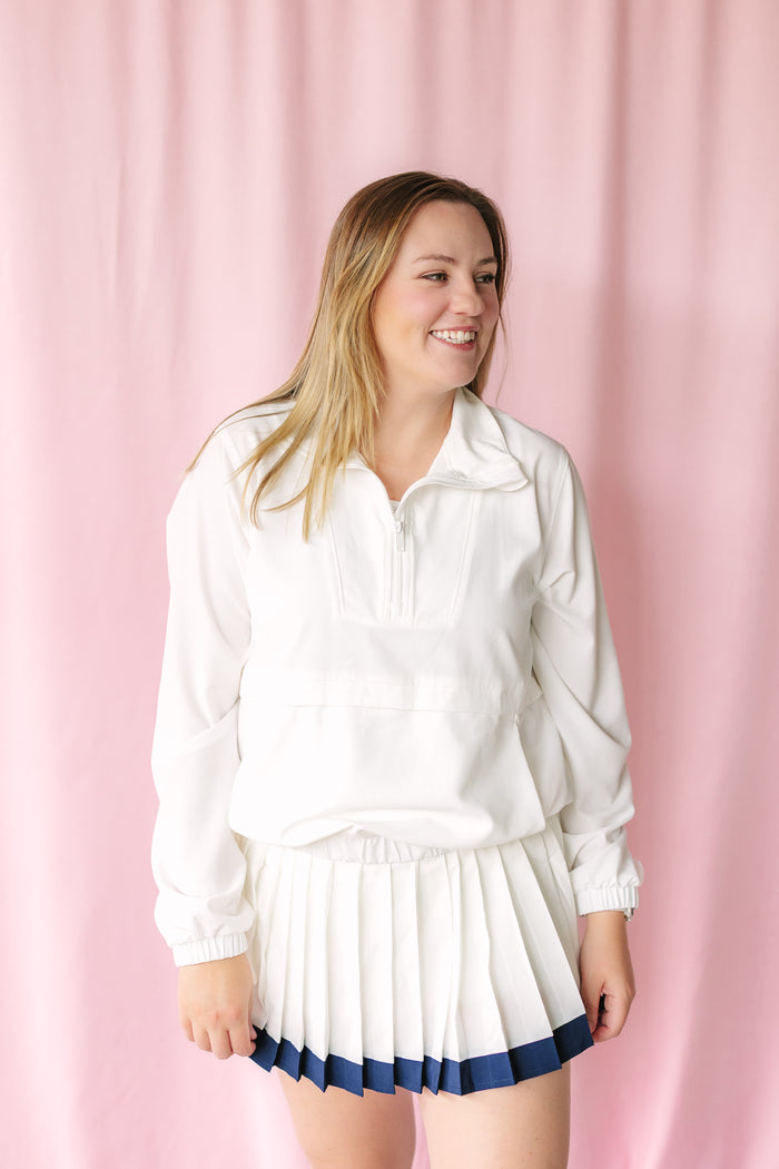 White Two-Tone Pleated Activewear Skirt