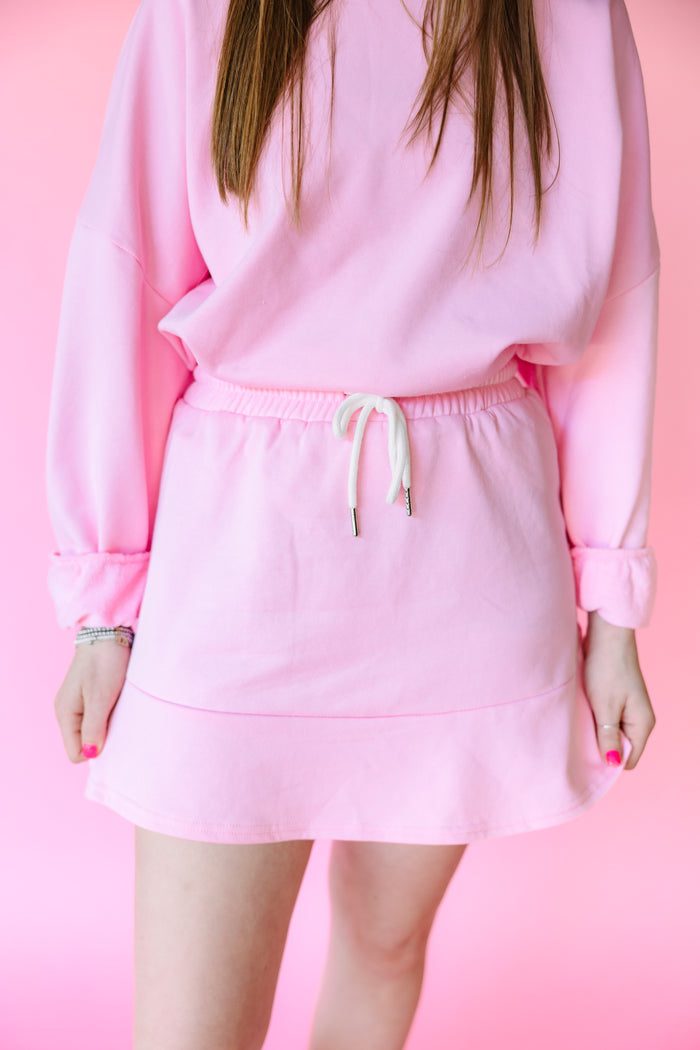 Baby Pink Sweatshirt Mini Skirt