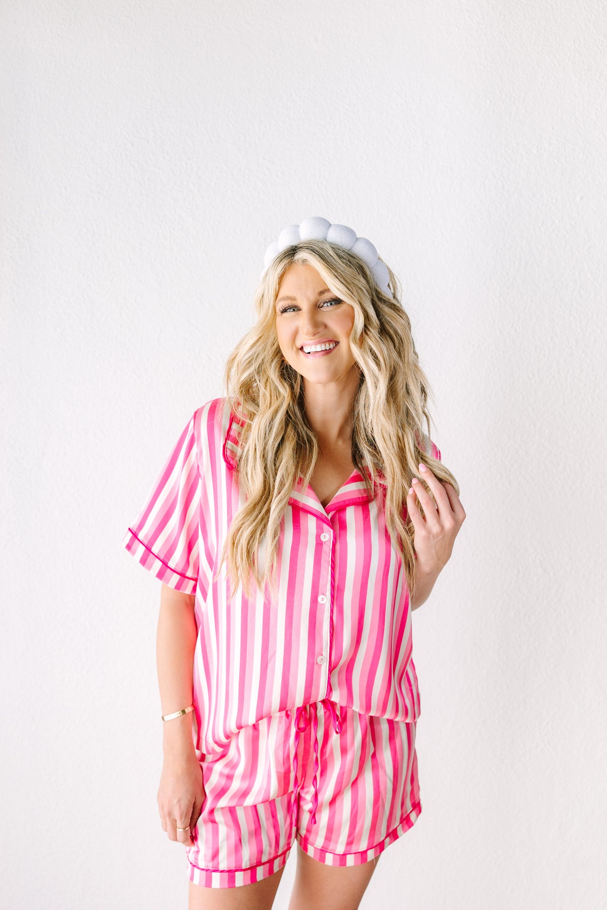 Pink Stripe Short Sleeve Pajama Set