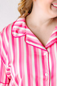 Pink Stripe Short Sleeve Pajama Set