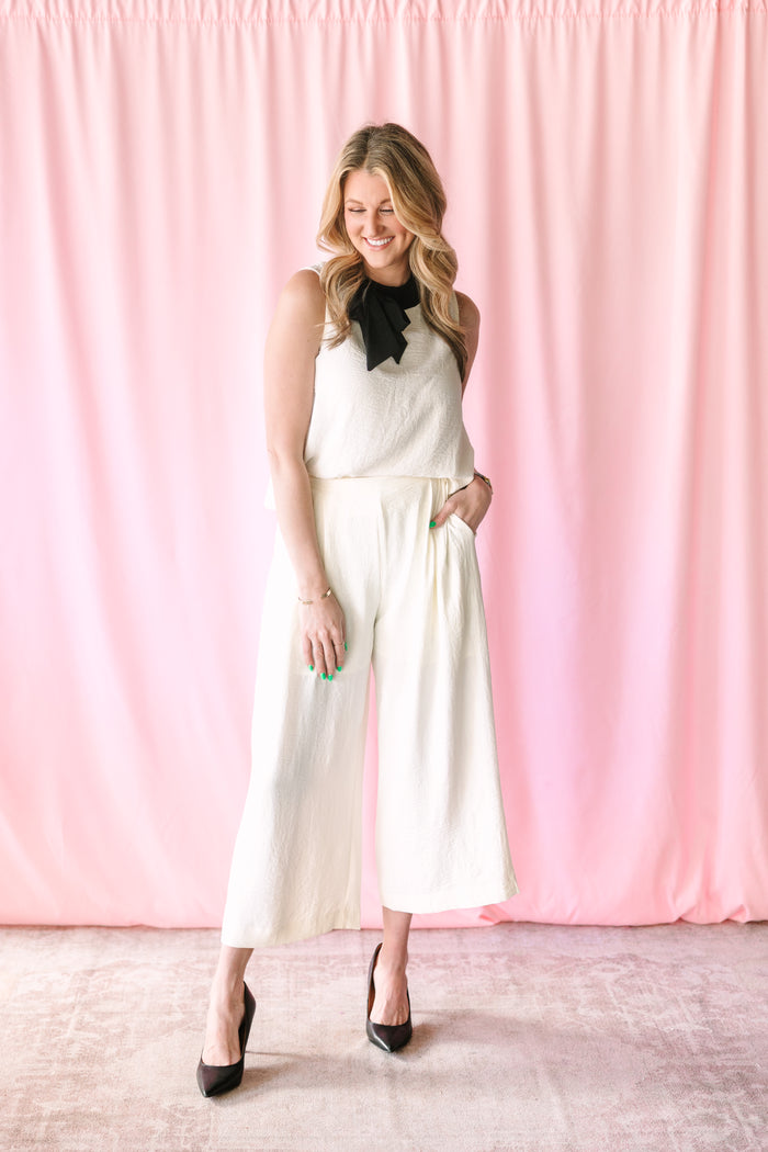 Ivory Sleeveless Top & Pants Set