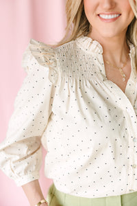 Cream Polka Dot Blouse