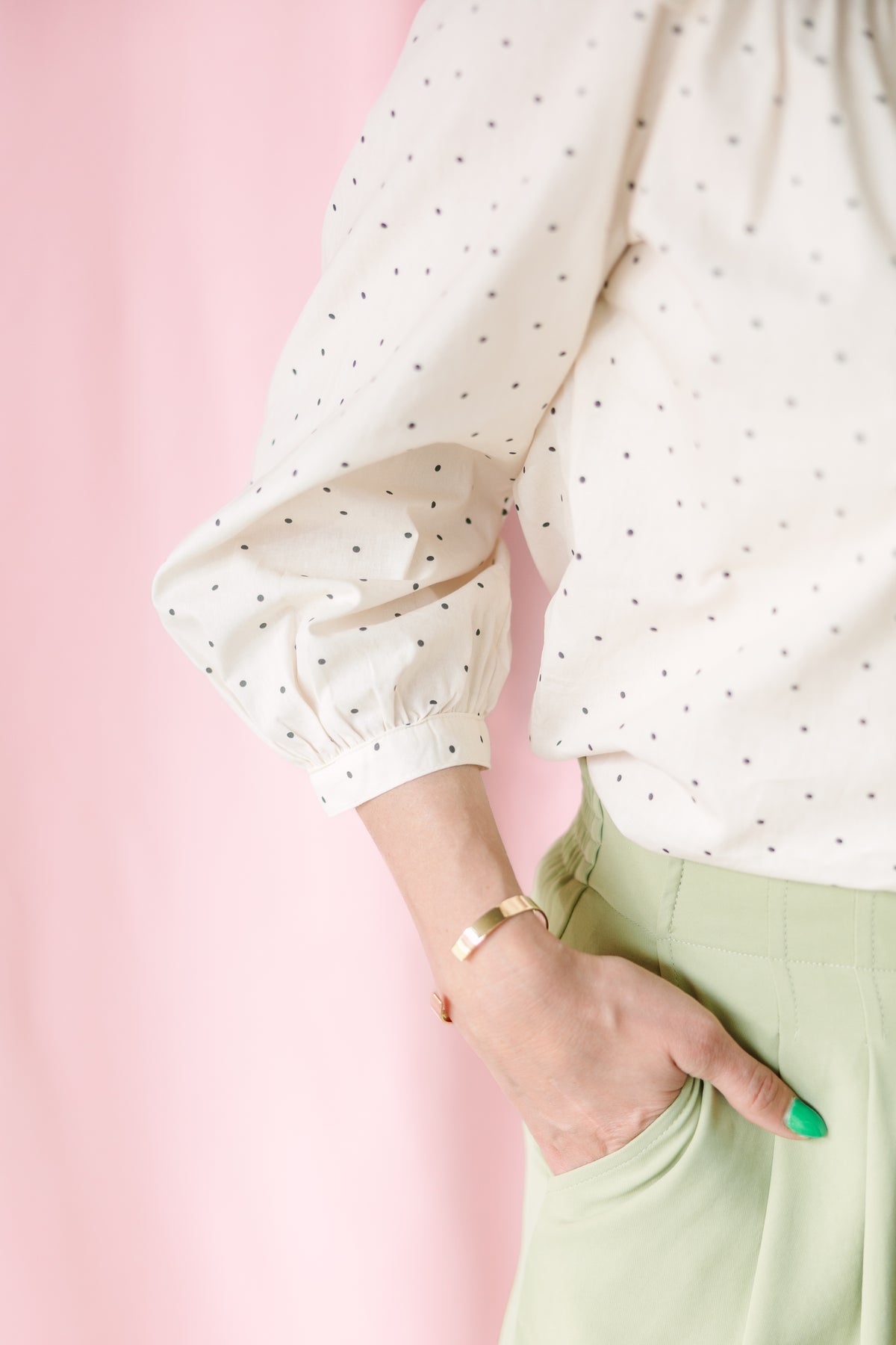 Cream Polka Dot Blouse