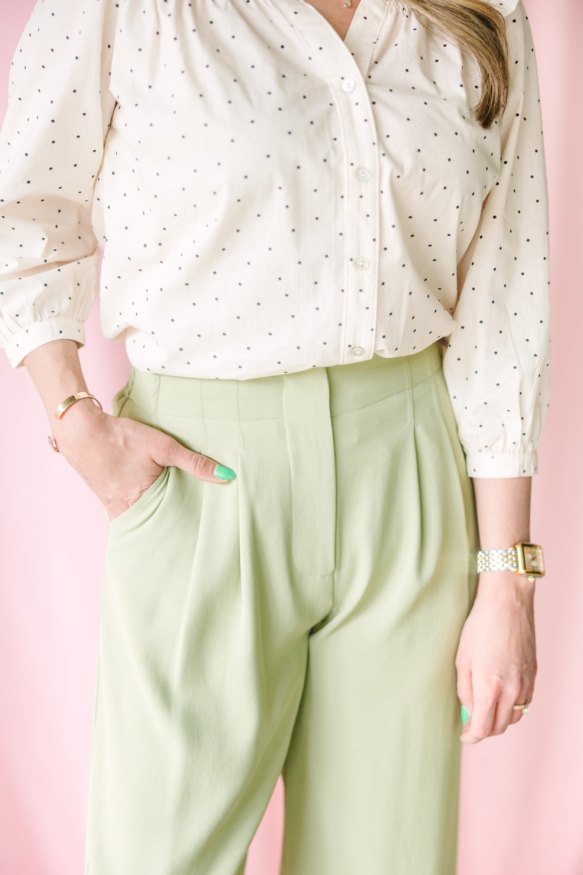 Cream Polka Dot Blouse