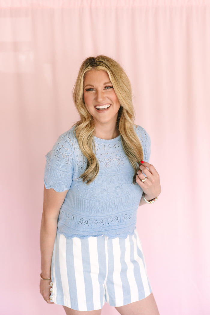 Blue Crochet Sweater