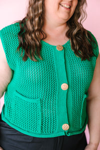 Green Loose Knit Vest