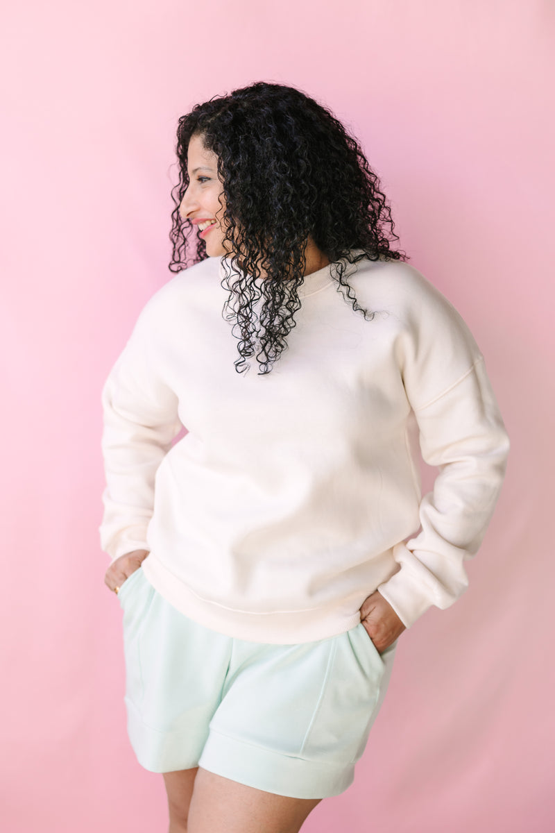 Cream Fleece Drop Shoulder Sweatshirt