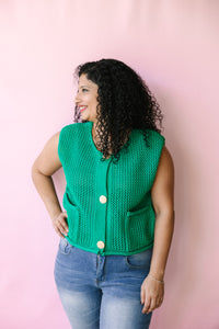 Green Loose Knit Vest