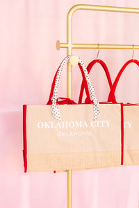Oklahoma City Red Jute Tote