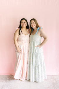 Blue Floral Tiered Maxi Dress