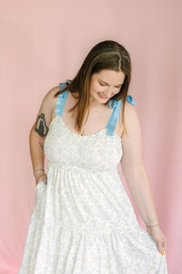 Blue Floral Tiered Maxi Dress