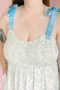Blue Floral Tiered Maxi Dress