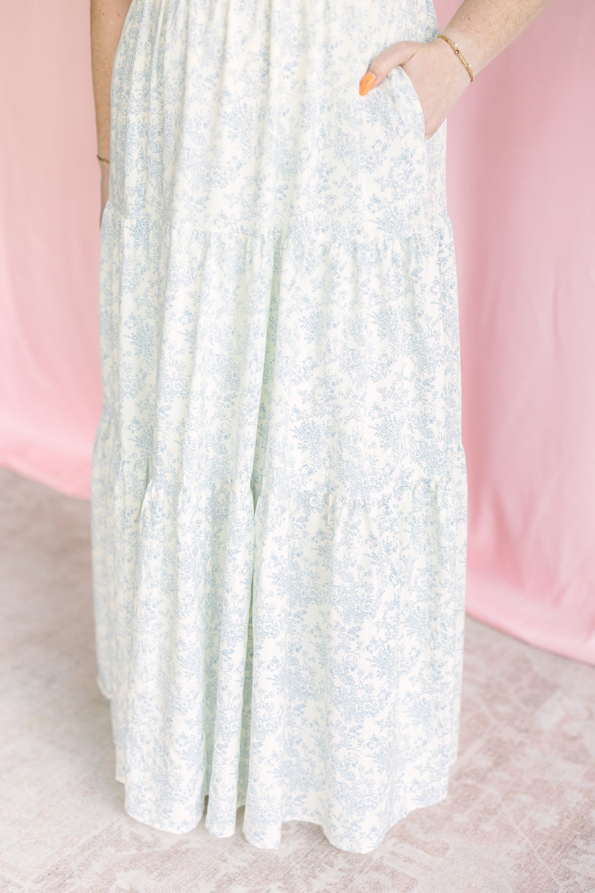 Blue Floral Tiered Maxi Dress