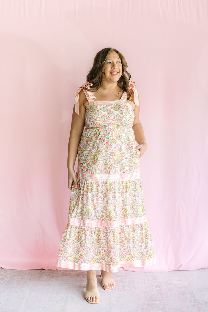 Antique Floral Stamped Maxi Dress