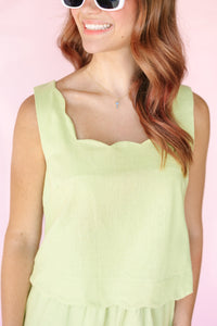 Kiwi Scallop Trim Top