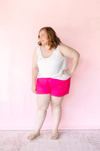 Fuchsia Eyelet Shorts