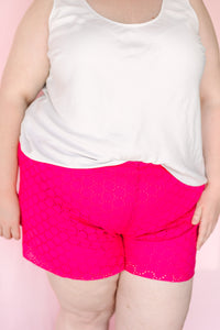 Fuchsia Eyelet Shorts