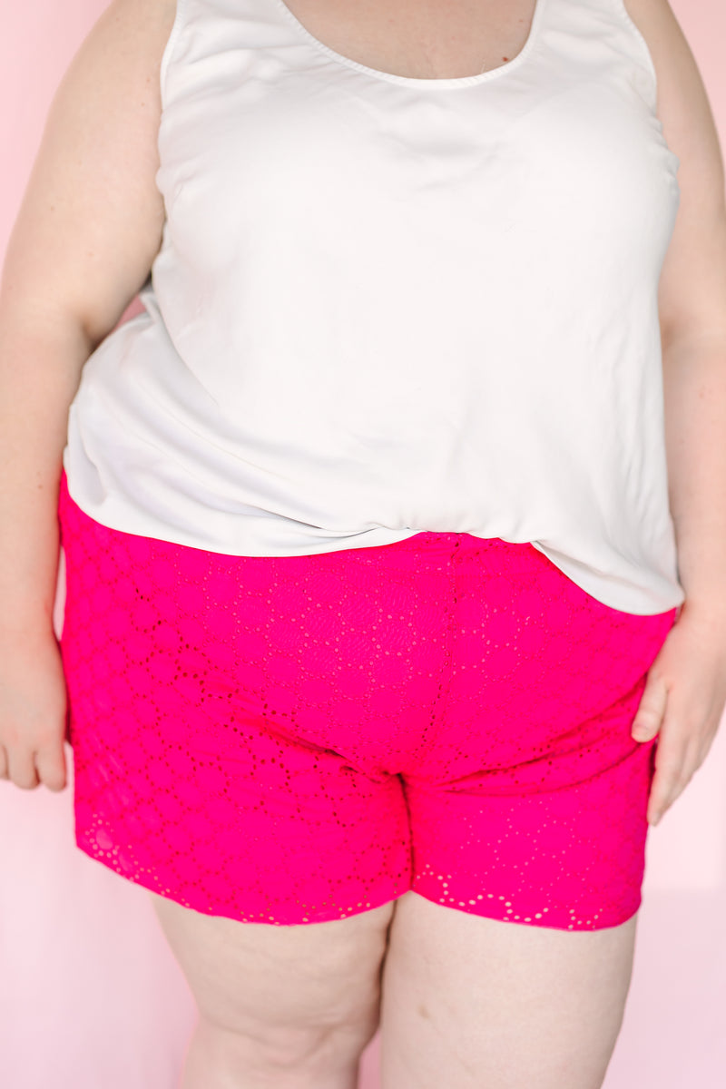 Fuchsia Eyelet Shorts
