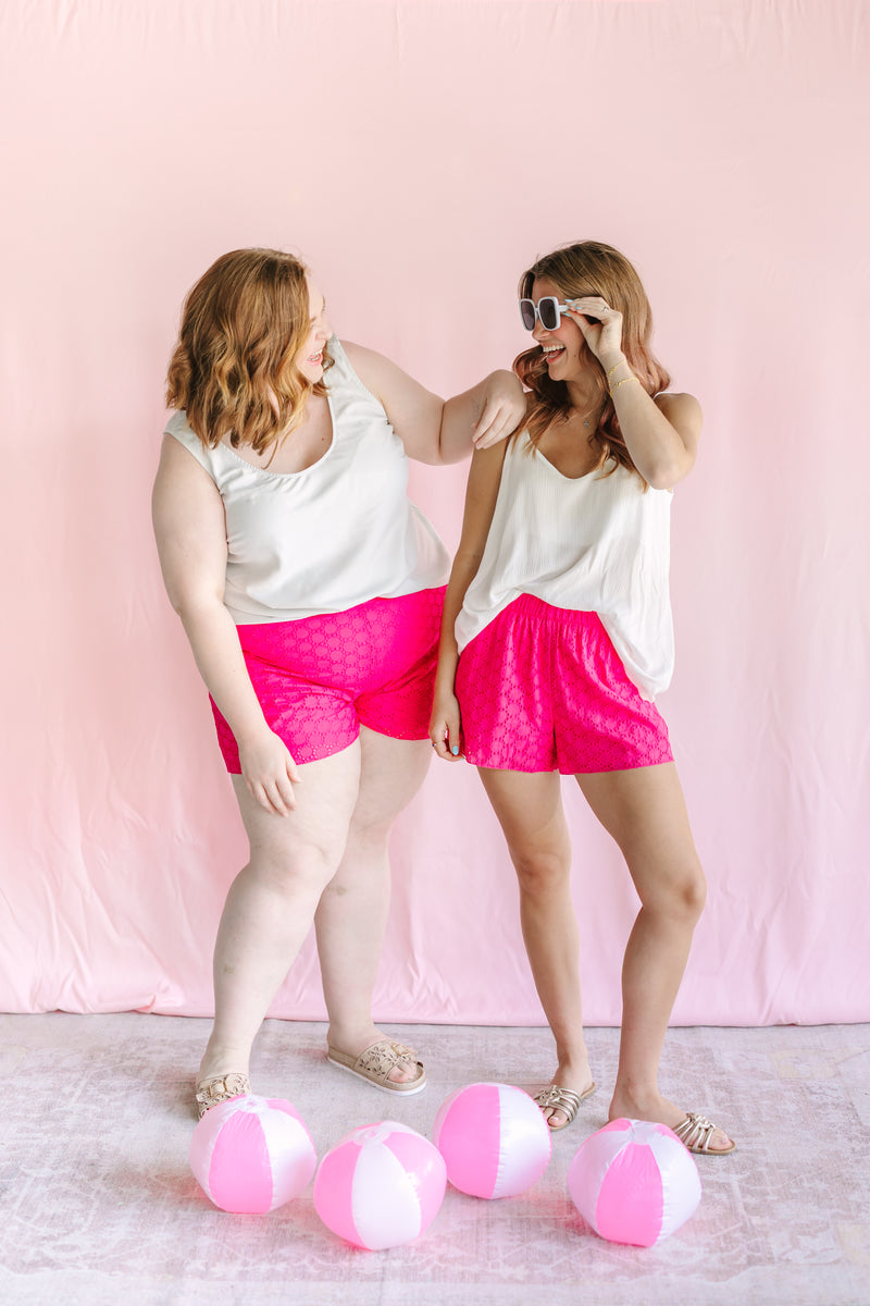 Fuchsia Eyelet Shorts