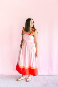 Pink Color Block Maxi Dress