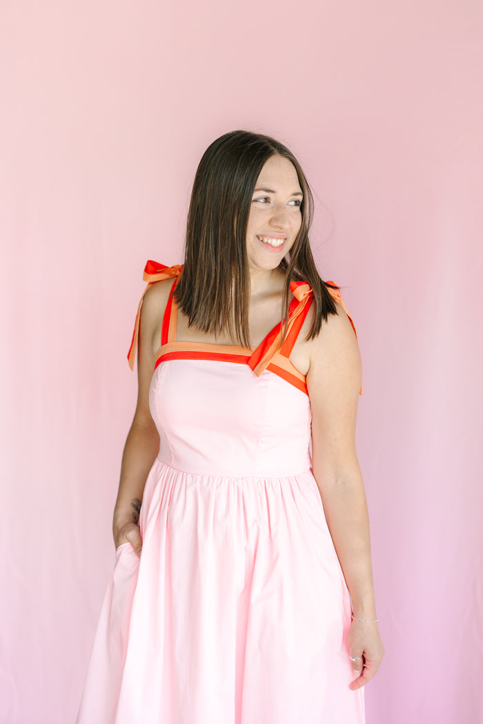 Pink Color Block Maxi Dress