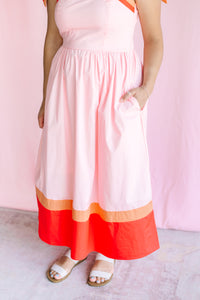 Pink Color Block Maxi Dress