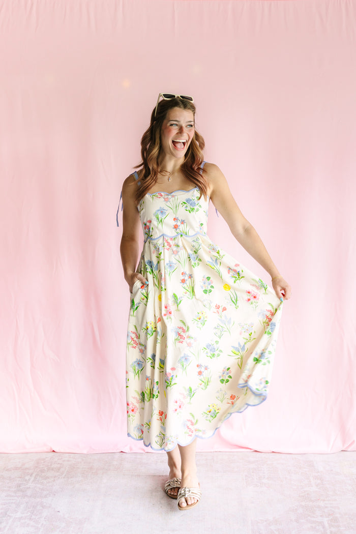 Periwinkle Trim Floral Maxi