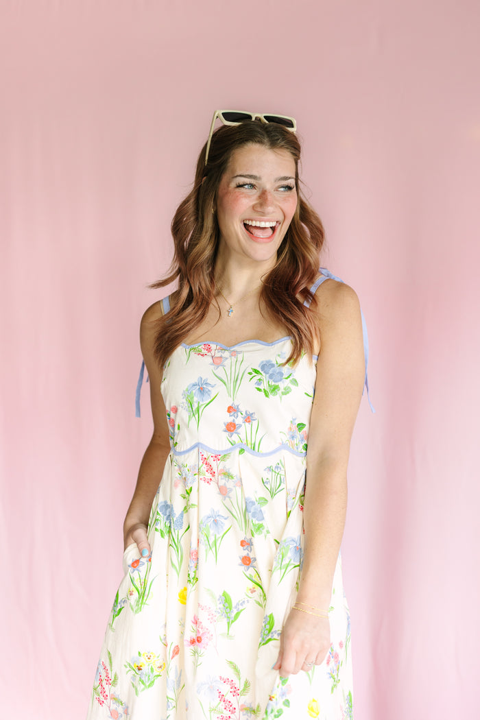Periwinkle Trim Floral Maxi