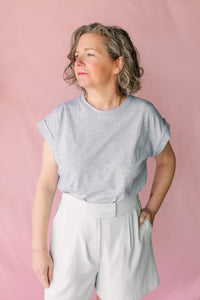 Grey Folded Short Sleeve T-Shirt